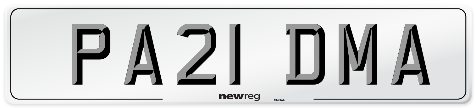 PA21 DMA Number Plate from New Reg